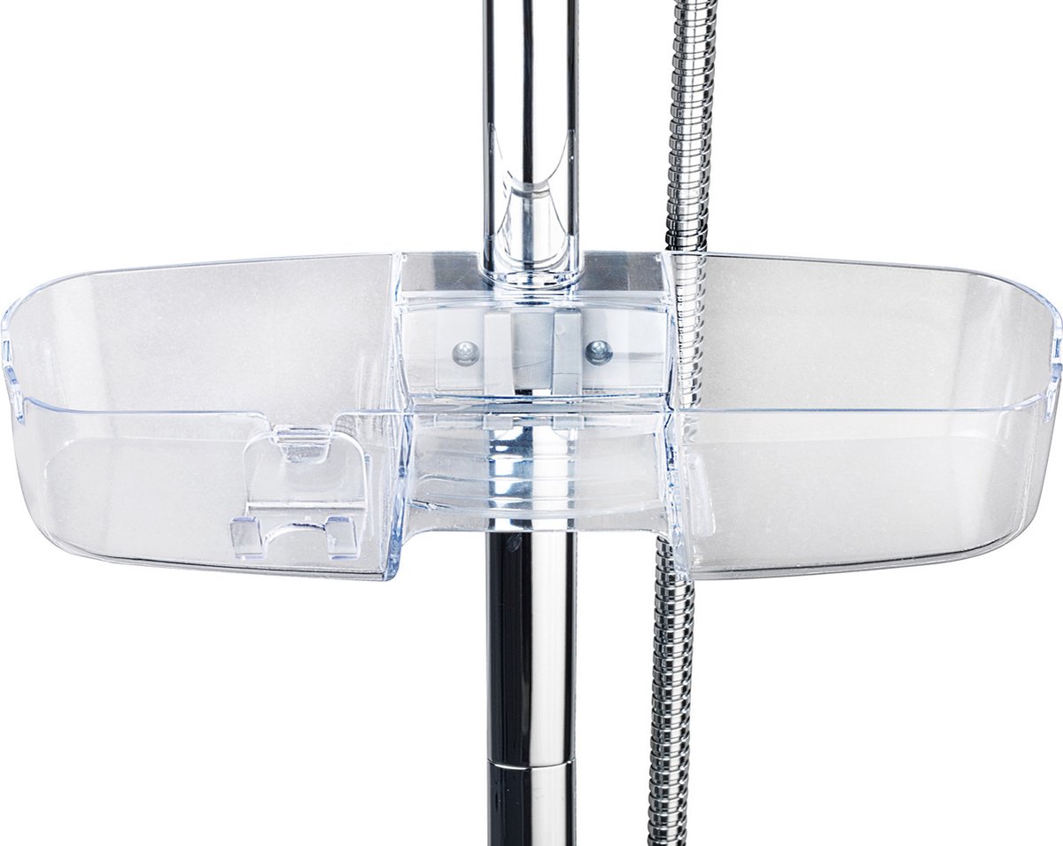 WENKO Douchestangrek Premium transparant 36x8cm - Doucherek zonder boren - Douchecaddy - Douchemand