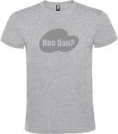 Grijs t-shirt met tekst 'Hoe Dan?'  print Zilver size 4XL