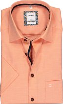 OLYMP Luxor comfort fit overhemd - korte mouw - oranje structuur (contrast) - Strijkvrij - Boordmaat: 45