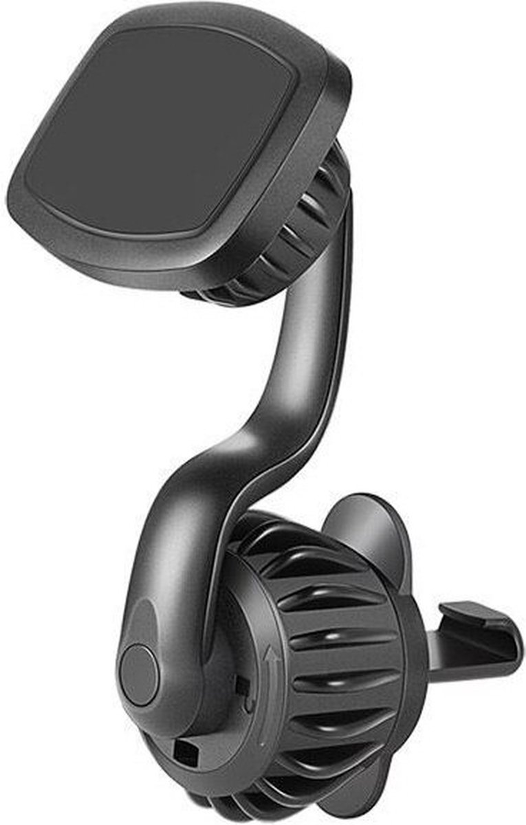DrPhone MTH5 Magnetische Smartphone Auto Houder - Innovatieve Haakklem - Autoventilatie -360° draaibare arm – Geschikt voor 4 tot 6.7 inch - Zwart