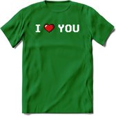 I Love You - Valentijn T-Shirt | Grappig Valentijnsdag Cadeautje voor Hem en Haar | Dames - Heren - Unisex | Kleding Cadeau | - Donker Groen - S