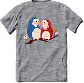 Lovebirds - Valentijn T-Shirt | Grappig Valentijnsdag Cadeautje voor Hem en Haar | Dames - Heren - Unisex | Kleding Cadeau | - Donker Grijs - Gemaleerd - M