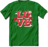Love - Valentijn T-Shirt | Grappig Valentijnsdag Cadeautje voor Hem en Haar | Dames - Heren - Unisex | Kleding Cadeau | - Donker Groen - 3XL