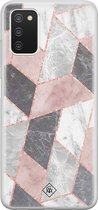 Casimoda® hoesje - Geschikt voor Samsung A03s - Stone grid marmer / Abstract marble - Backcover - Siliconen/TPU - Roze