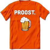 Proost T-Shirt | Bier Kleding | Feest | Drank | Grappig Verjaardag Cadeau | - Oranje - XXL