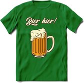 Bier Hier! T-Shirt | Bier Kleding | Feest | Drank | Grappig Verjaardag Cadeau | - Donker Groen - XXL