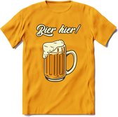 Bier Hier! T-Shirt | Bier Kleding | Feest | Drank | Grappig Verjaardag Cadeau | - Geel - XL