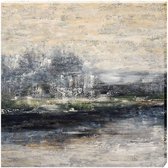 Maison de France - Canvas Olieverf schilderij - abstract landschap met bomen en water - olieverf - 132 x 132 cm