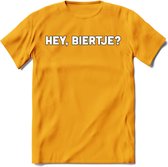 Hey, Biertje? T-Shirt | Bier Kleding | Feest | Drank | Grappig Verjaardag Cadeau | - Geel - L