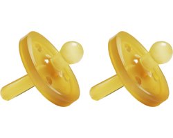 Natursutten rubberen fopspeen - 0-6 maanden - Rond Schild - Kers Tuit - 2 stuks