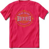 1988 The One And Only T-Shirt | Goud - Zilver | Grappig Verjaardag  En  Feest Cadeau | Dames - Heren | - Roze - M