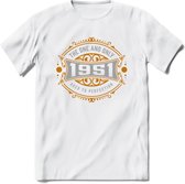 1951 The One And Only T-Shirt | Goud - Zilver | Grappig Verjaardag  En  Feest Cadeau | Dames - Heren | - Wit - L