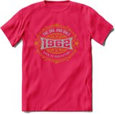 1962 The One And Only T-Shirt | Goud - Zilver | Grappig Verjaardag  En  Feest Cadeau | Dames - Heren | - Roze - XXL