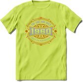 1960 The One And Only T-Shirt | Goud - Zilver | Grappig Verjaardag  En  Feest Cadeau | Dames - Heren | - Groen - 3XL