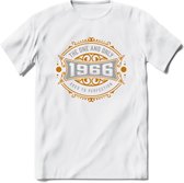 1966 The One And Only T-Shirt | Goud - Zilver | Grappig Verjaardag  En  Feest Cadeau | Dames - Heren | - Wit - M
