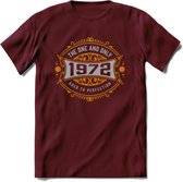 1972 The One And Only T-Shirt | Goud - Zilver | Grappig Verjaardag  En  Feest Cadeau | Dames - Heren | - Burgundy - XL