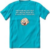 Abraham wil het zelf niet weten T-Shirt | Grappig Abraham 50 Jaar Verjaardag Kleding Cadeau | Dames – Heren - Blauw - M