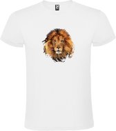 Wit t-shirt met grote print 'van prachtige Leeuwenkop'   size 3XL