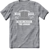 22 Jaar Legend T-Shirt | Zilver - Wit | Grappig Verjaardag en Feest Cadeau | Dames - Heren - Unisex | Kleding Kado | - Donker Grijs - Gemaleerd - L