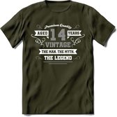 14 Jaar Legend T-Shirt | Zilver - Wit | Grappig Verjaardag en Feest Cadeau | Dames - Heren - Unisex | Kleding Kado | - Leger Groen - M