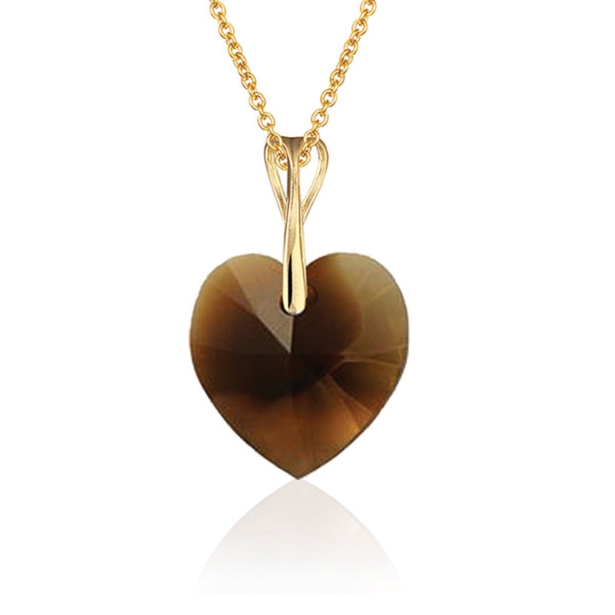 Montebello Ketting Pim HG459 - Swarovski Hart - 925 Zilver Verguld - Ø14mm - 40cm