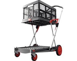 Clax trolley + 1 vouwkrat - rood/grijs