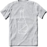 Bierbuik T-Shirt | Bier Kleding | Feest | Drank | Grappig Verjaardag Cadeau | - Licht Grijs - Gemaleerd - L