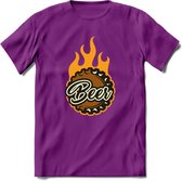 Bierdopje T-Shirt | Bier Kleding | Feest | Drank | Grappig Verjaardag Cadeau | - Paars - S