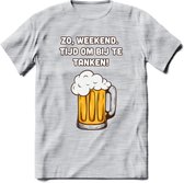 Zo Weekend, Tijd Om Bij Te Tanken T-Shirt | Bier Kleding | Feest | Drank | Grappig Verjaardag Cadeau | - Licht Grijs - Gemaleerd - L