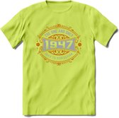 1947 The One And Only T-Shirt | Goud - Zilver | Grappig Verjaardag  En  Feest Cadeau | Dames - Heren | - Groen - XL