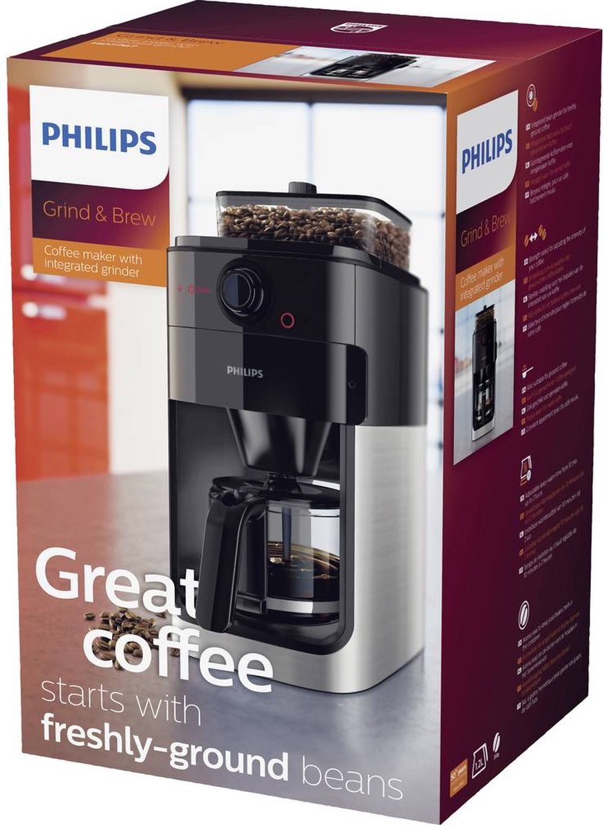 Philips Grind & Brew HD7767/00 - Koffiezetapparaat - Zwart/metaal | bol.com