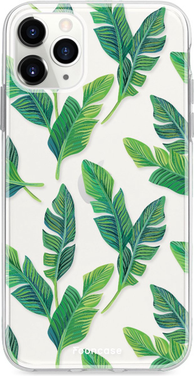 Fooncase Hoesje Geschikt voor iPhone 12 Pro Max - Shockproof Case - Back Cover / Soft Case - Banana leaves / Bananen bladeren