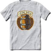 Beer Barrel T-Shirt | Bier Kleding | Feest | Drank | Grappig Verjaardag Cadeau | - Licht Grijs - Gemaleerd - 3XL