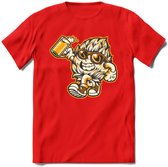 Hopman T-Shirt | Bier Kleding | Feest | Drank | Grappig Verjaardag Cadeau | - Rood - L