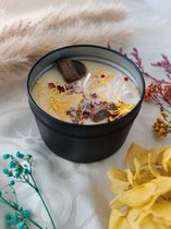 Casa Cahya Citroen Kristallen and Droge bloemen | Blik | Aroma | Luxe Kaars | Decoratief | Soja Wax | Geurend