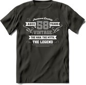 58 Jaar Legend T-Shirt | Zilver - Wit | Grappig Verjaardag en Feest Cadeau | Dames - Heren - Unisex | Kleding Kado | - Donker Grijs - M