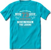 73 Jaar Legend T-Shirt | Zilver - Wit | Grappig Verjaardag en Feest Cadeau | Dames - Heren - Unisex | Kleding Kado | - Blauw - XXL