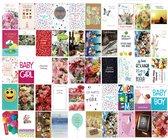 50 Luxe Wenskaarten Assortie - Beterschap / Geboorte / Condoleance / Blanco / Verjaardag / Geslaagd / Geboorte / Nieuwe Woning - 17x12cm - Gevouwen kaarten met enveloppen