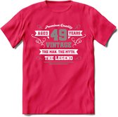 49 Jaar Legend T-Shirt | Zilver - Wit | Grappig Verjaardag en Feest Cadeau | Dames - Heren - Unisex | Kleding Kado | - Roze - XL