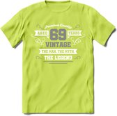 69 Jaar Legend T-Shirt | Zilver - Wit | Grappig Verjaardag en Feest Cadeau | Dames - Heren - Unisex | Kleding Kado | - Groen - XL
