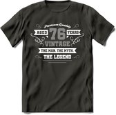 76 Jaar Legend T-Shirt | Zilver - Wit | Grappig Verjaardag en Feest Cadeau | Dames - Heren - Unisex | Kleding Kado | - Donker Grijs - XL