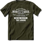 53 Jaar Legend T-Shirt | Zilver - Wit | Grappig Verjaardag en Feest Cadeau | Dames - Heren - Unisex | Kleding Kado | - Leger Groen - XXL