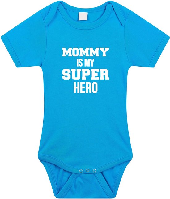 Foto: Mommy super hero cadeau romper blauw voor babys jongens moederdag mama kado geboorte kraamcadeau cadeau voor aanstaande moeder 80