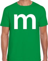 Letter M verkleed/ carnaval t-shirt groen voor heren - M en M carnavalskleding / feest shirt kleding / kostuum XXL