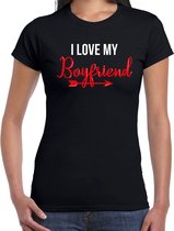 I love my boyfriend t-shirt voor dames - zwart - Valentijn / Valentijnsdag - shirt S