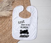 Slab wit met tekst - ssst papa en ik kijken motogp