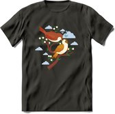 Lovebirds - Valentijn T-Shirt | Grappig Valentijnsdag Cadeautje voor Hem en Haar | Dames - Heren - Unisex | Kleding Cadeau | - Donker Grijs - L