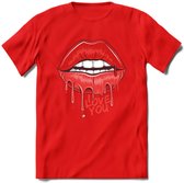 Love You Lips - Valentijn T-Shirt | Grappig Valentijnsdag Cadeautje voor Hem en Haar | Dames - Heren - Unisex | Kleding Cadeau | - Rood - L