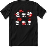 Liefdes Panda's - Valentijn T-Shirt | Grappig Valentijnsdag Cadeautje voor Hem en Haar | Dames - Heren - Unisex | Kleding Cadeau | - Zwart - XXL