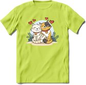 Knuffel kat Valentijn T-Shirt | Grappig Valentijnsdag Cadeautje voor Hem en Haar | Dames - Heren - Unisex | Kleding Cadeau | - Groen - L
